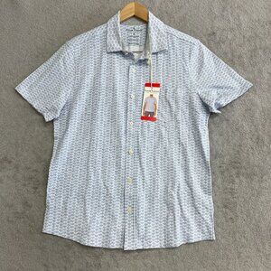 Tailor Vintage Men's M Blue Short Sleeve Button-Down Shirt Stretch  n1095